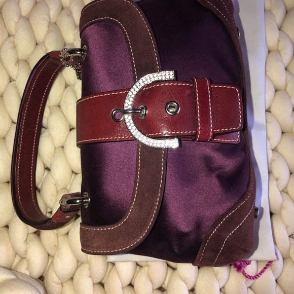 Coach Satin Mini Top Handle Leather Bag with Pave Crystals - Picture 5 of 10